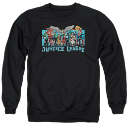 Justice League League Lineup Men's Crewneck Sweatshirt Men's Crewneck Sweatshirt Justice League   