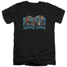 Justice League League Lineup Men's V-Neck T-Shirt Men's V-Neck T-Shirt Justice League   