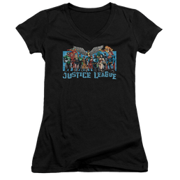 Justice League League Lineup Juniors V-Neck T-Shirt Juniors V-Neck T-Shirt Justice League   