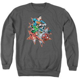 Justice League Starburst Men's Crewneck Sweatshirt Men's Crewneck Sweatshirt Justice League   