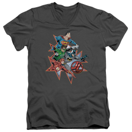 Justice League Starburst Men's V-Neck T-Shirt Men's V-Neck T-Shirt Justice League   