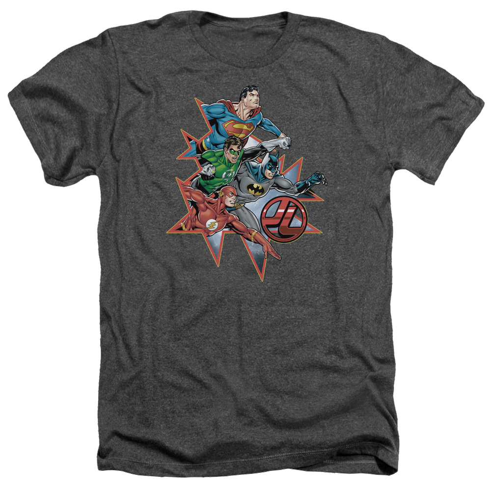 Justice League Starburst Men's Heather T-Shirt Men's Heather T-Shirt Justice League   