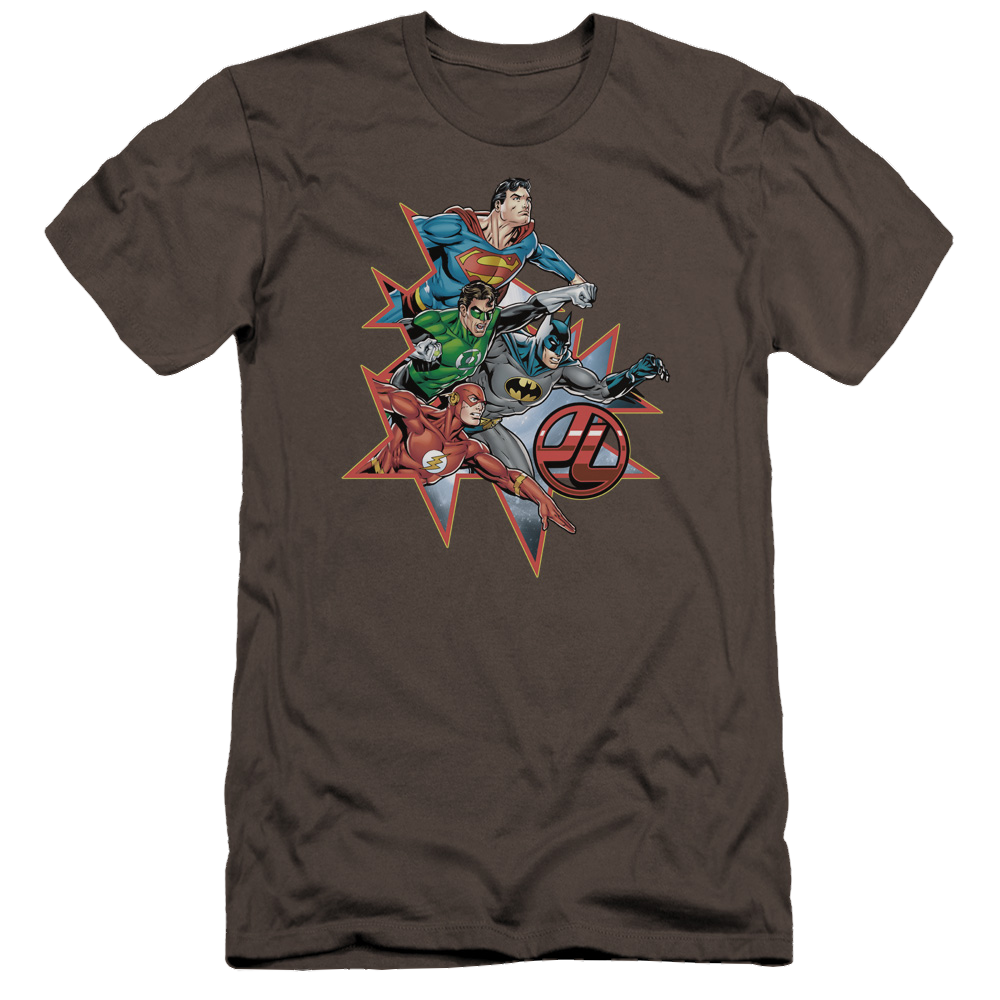 Justice League Starburst - Men's Premium Slim Fit T-Shirt Men's Premium Slim Fit T-Shirt Justice League   