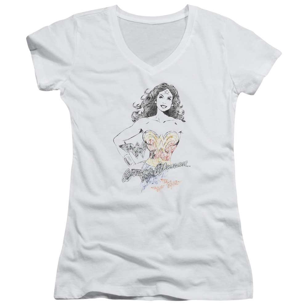 Justice League Wonder Squiggles Juniors V-Neck T-Shirt Juniors V-Neck T-Shirt Wonder Woman   