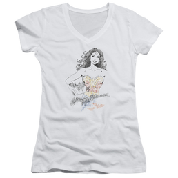 Justice League Wonder Squiggles Juniors V-Neck T-Shirt Juniors V-Neck T-Shirt Wonder Woman   