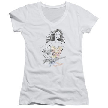 Justice League Wonder Squiggles Juniors V-Neck T-Shirt Juniors V-Neck T-Shirt Wonder Woman   