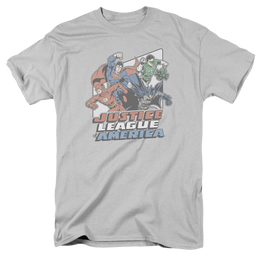 Justice League Four Against Crime - Men's Regular Fit T-Shirt Men's Regular Fit T-Shirt Justice League   