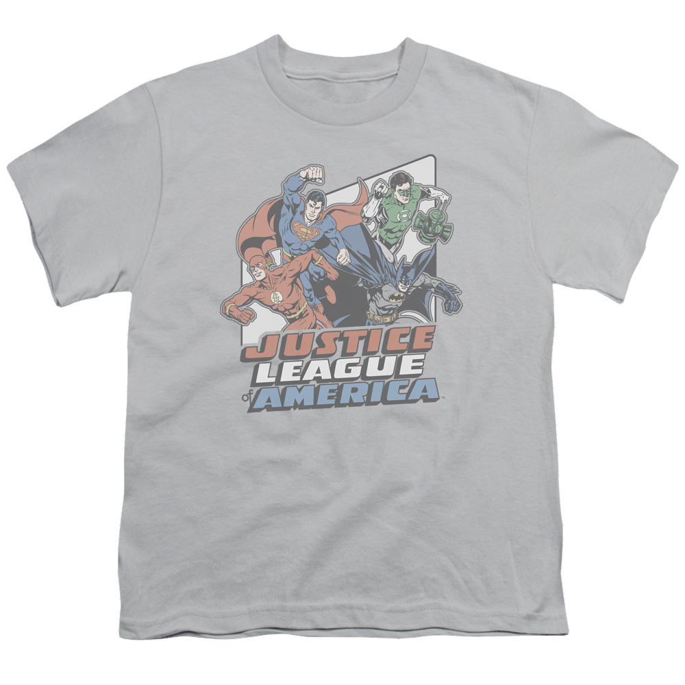 Justice League Four Against Crime - Youth T-Shirt Youth T-Shirt (Ages 8-12) Justice League   