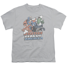Justice League Four Against Crime - Youth T-Shirt Youth T-Shirt (Ages 8-12) Justice League   