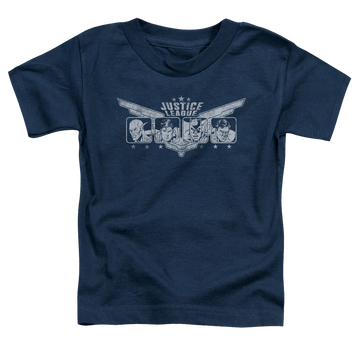 Navy toddler t-shirt with Justice League Justice Wings graphic