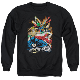 Justice League Starburst Men's Crewneck Sweatshirt Men's Crewneck Sweatshirt Justice League   