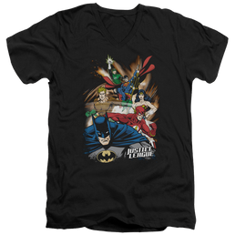 Justice League Starburst Men's V-Neck T-Shirt Men's V-Neck T-Shirt Justice League   