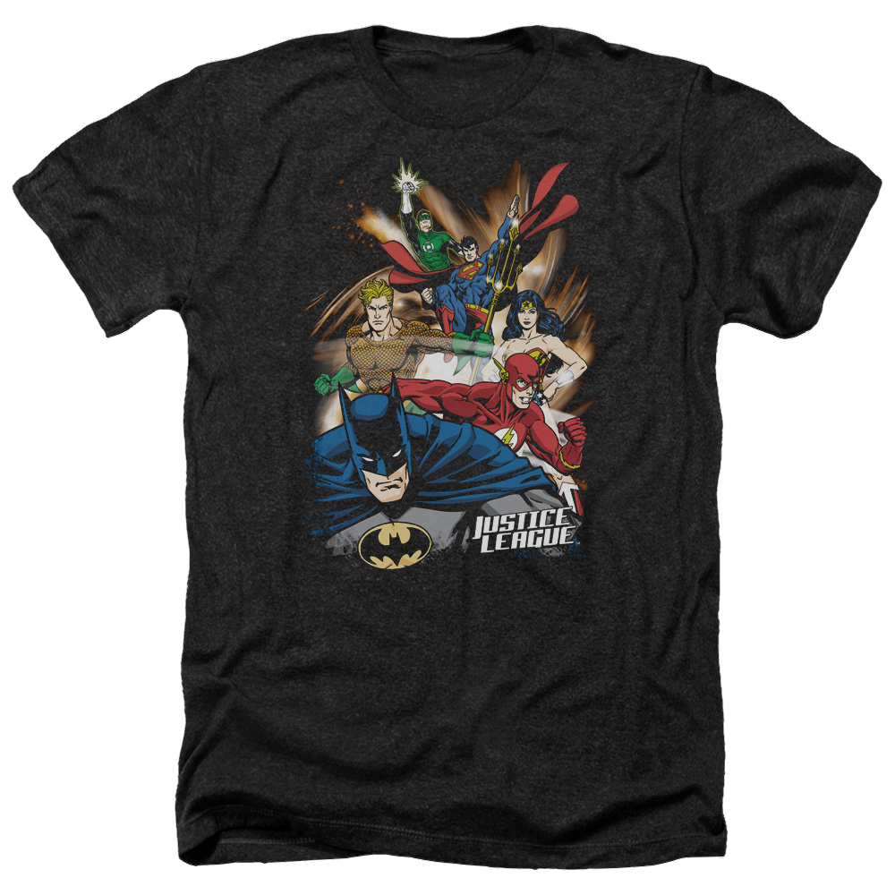Justice League Starburst Men's Heather T-Shirt Men's Heather T-Shirt Justice League   
