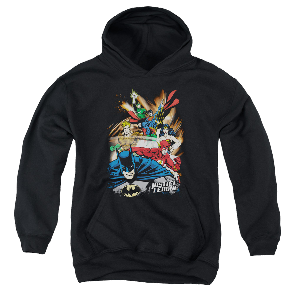 Justice League Starburst - Youth Hoodie Youth Hoodie (Ages 8-12) Justice League   