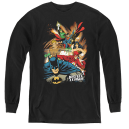 Justice League Starburst - Youth Long Sleeve T-Shirt Youth Long Sleeve T-Shirt Justice League   