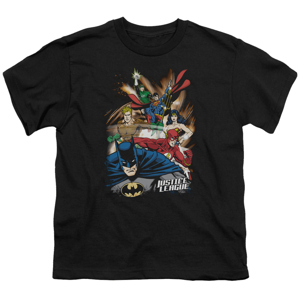 Justice League Starburst - Youth T-Shirt Youth T-Shirt (Ages 8-12) Justice League   