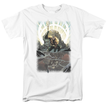 White men's regular fit t-shirt with Brightest Day Aquaman graphic