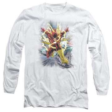 White men's long sleeve t-shirt with The Flash Brightest Day Flash graphic
