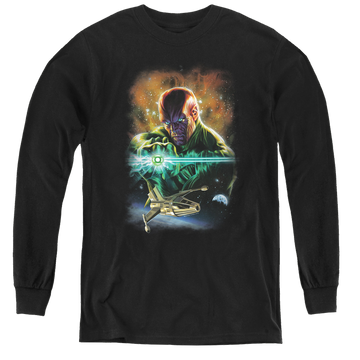 Black youth long sleeve t-shirt with Green Lantern Abin Sur graphic