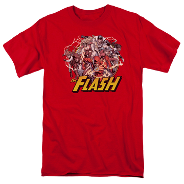 Red men's regular fit t-shirt with Flash Family graphic