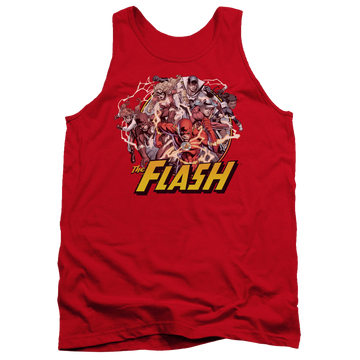 Red men's tank with Flash Family graphic