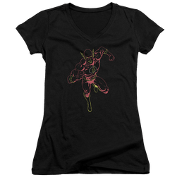 Flash, The Neon Flash - Juniors V-Neck T-Shirt Juniors V-Neck T-Shirt The Flash   