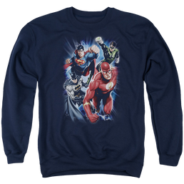 Justice League Storm Chasers Men's Crewneck Sweatshirt Men's Crewneck Sweatshirt Justice League   
