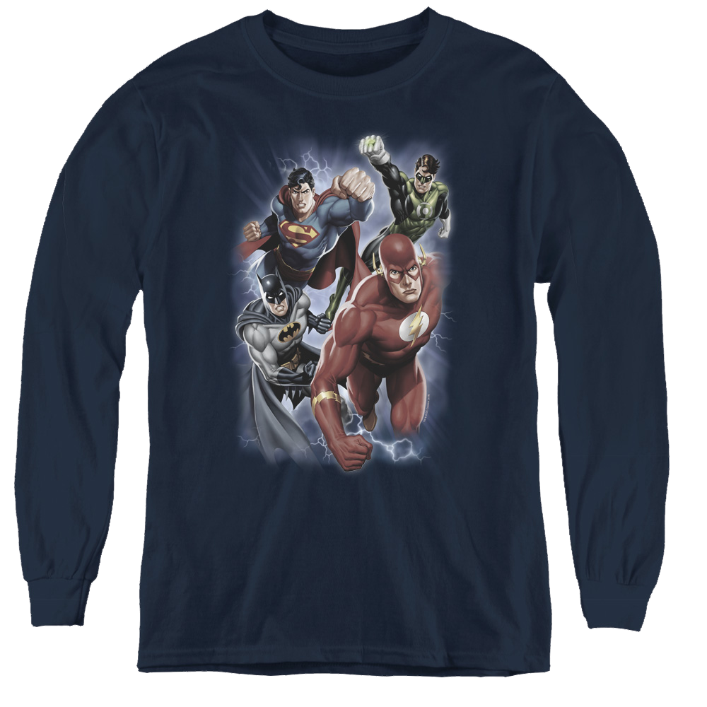 Justice League Storm Chasers - Youth Long Sleeve T-Shirt Youth Long Sleeve T-Shirt Justice League   