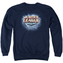 Justice League Storm Logo Men's Crewneck Sweatshirt Men's Crewneck Sweatshirt Justice League   