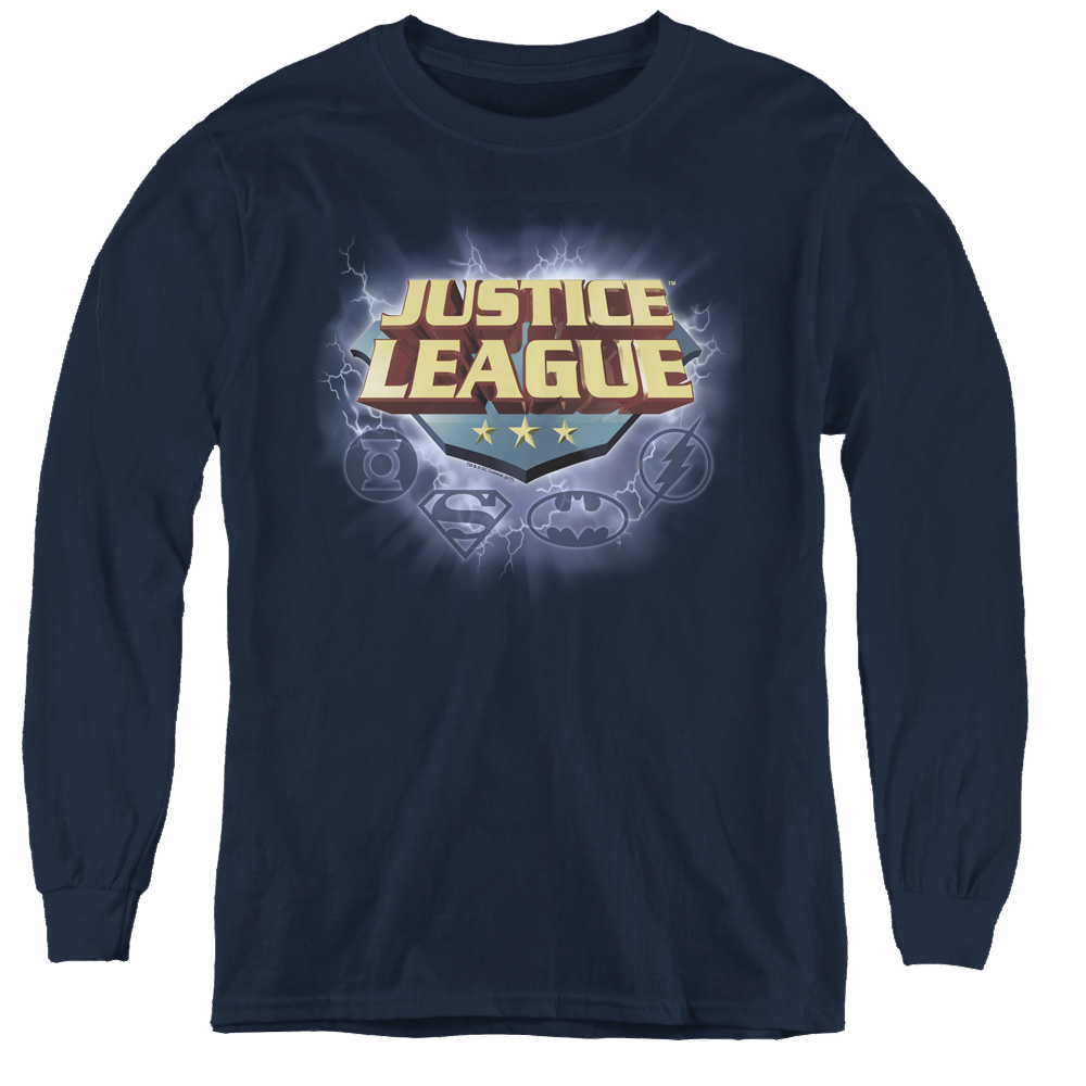 Justice League Storm Logo - Youth Long Sleeve T-Shirt Youth Long Sleeve T-Shirt Justice League   