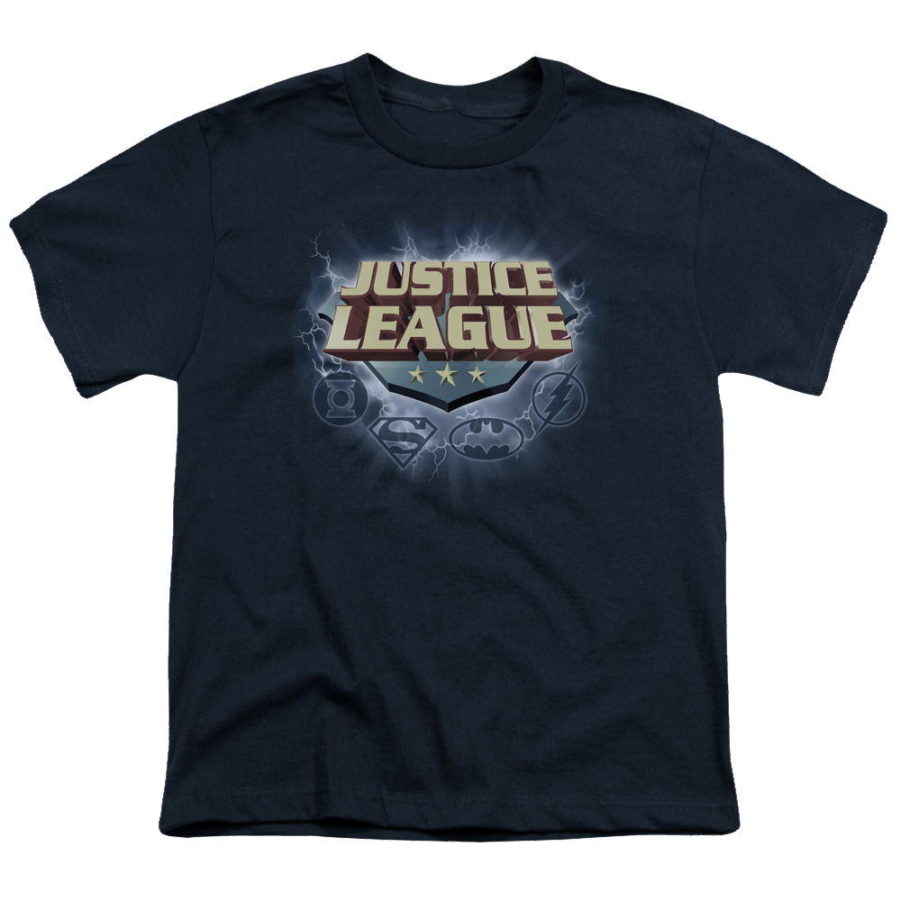 Justice League Storm Logo - Youth T-Shirt Youth T-Shirt (Ages 8-12) Justice League   