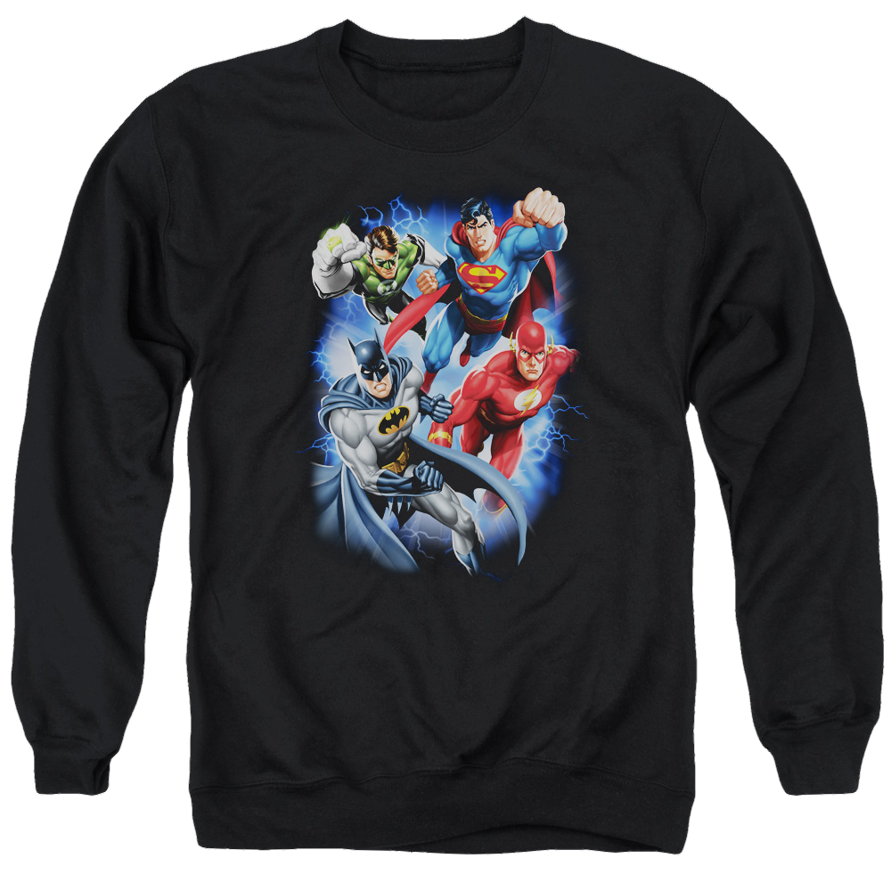 Justice League Storm Makers Men's Crewneck Sweatshirt Men's Crewneck Sweatshirt Justice League   
