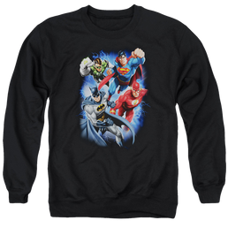 Justice League Storm Makers Men's Crewneck Sweatshirt Men's Crewneck Sweatshirt Justice League   