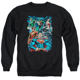 Justice League Justice Is Served Men's Crewneck Sweatshirt Men's Crewneck Sweatshirt Justice League   