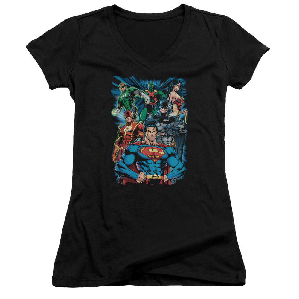 Justice League Justice Is Served Juniors V-Neck T-Shirt Juniors V-Neck T-Shirt Justice League   