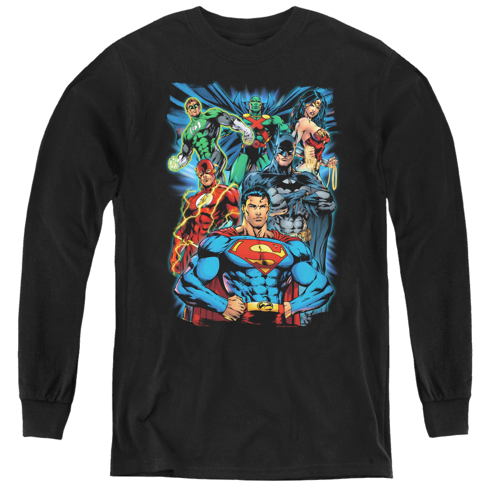 Justice League Justice Is Served - Youth Long Sleeve T-Shirt Youth Long Sleeve T-Shirt Justice League   