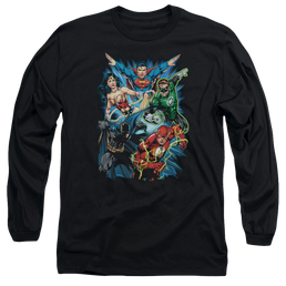 Justice League Jl Assemble Men's Long Sleeve T-Shirt Men's Long Sleeve T-Shirt Justice League   