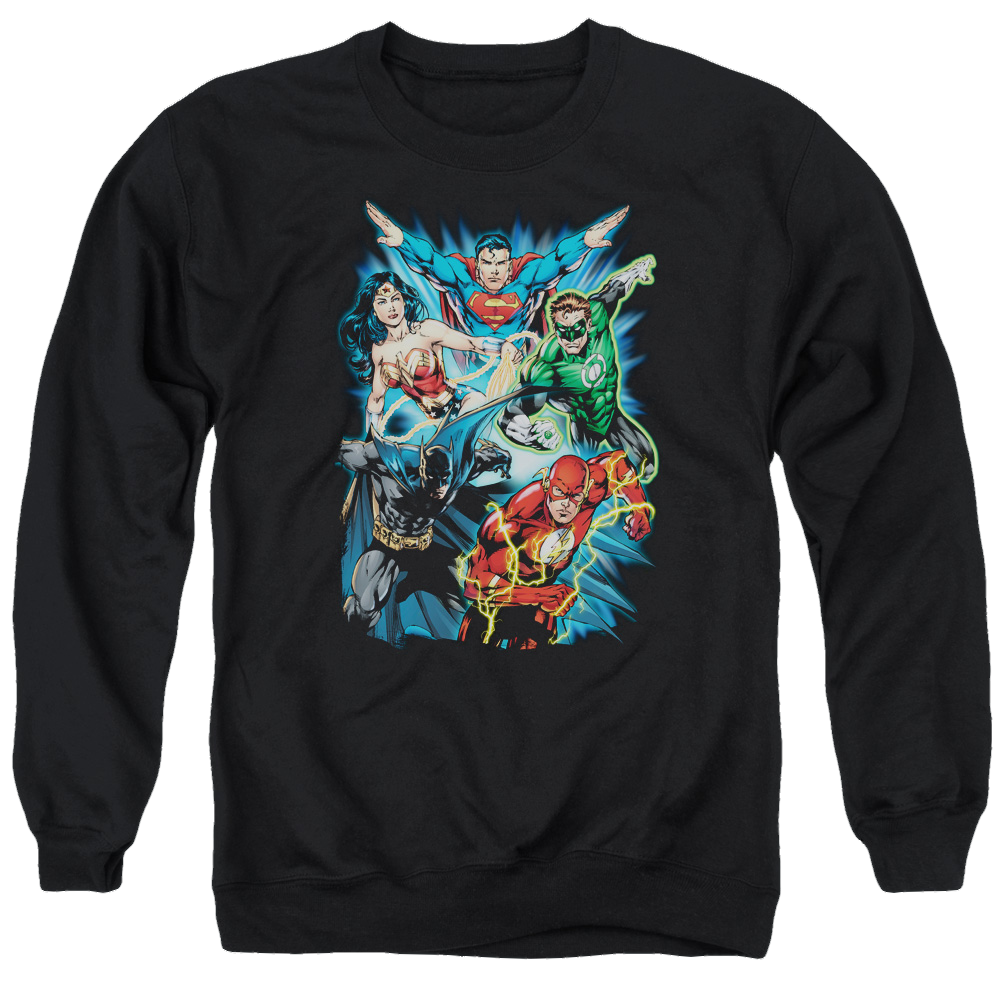 Justice League Jl Assemble Men's Crewneck Sweatshirt Men's Crewneck Sweatshirt Justice League   