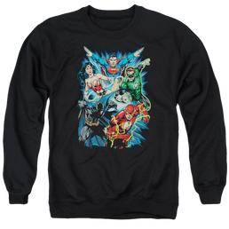 Justice League Jl Assemble Men's Crewneck Sweatshirt Men's Crewneck Sweatshirt Justice League   