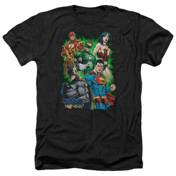 Charcoal men's heather t-shirt with Justice League Will Power graphic