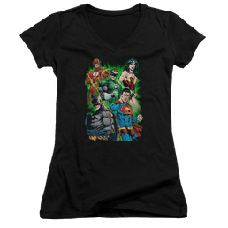Justice League Will Power Juniors V-Neck T-Shirt Juniors V-Neck T-Shirt Justice League   