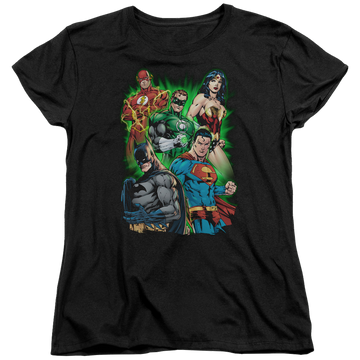 Black women's t-shirt with Justice League Will Power graphic