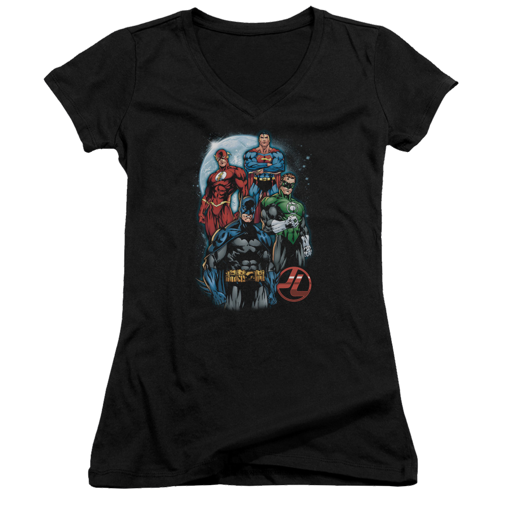 Justice League The Four Juniors V-Neck T-Shirt Juniors V-Neck T-Shirt Justice League   