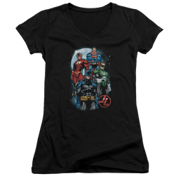 Justice League The Four Juniors V-Neck T-Shirt Juniors V-Neck T-Shirt Justice League   
