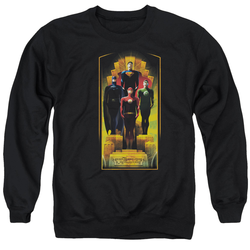 Justice League Deco Men's Crewneck Sweatshirt Men's Crewneck Sweatshirt Justice League   
