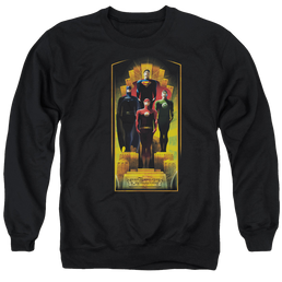 Justice League Deco Men's Crewneck Sweatshirt Men's Crewneck Sweatshirt Justice League   
