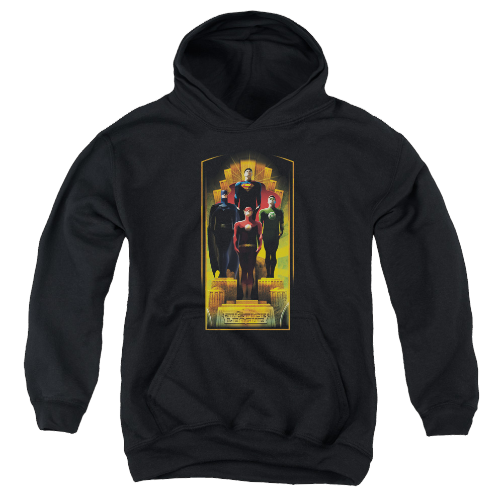 Justice League Deco - Youth Hoodie Youth Hoodie (Ages 8-12) Justice League   