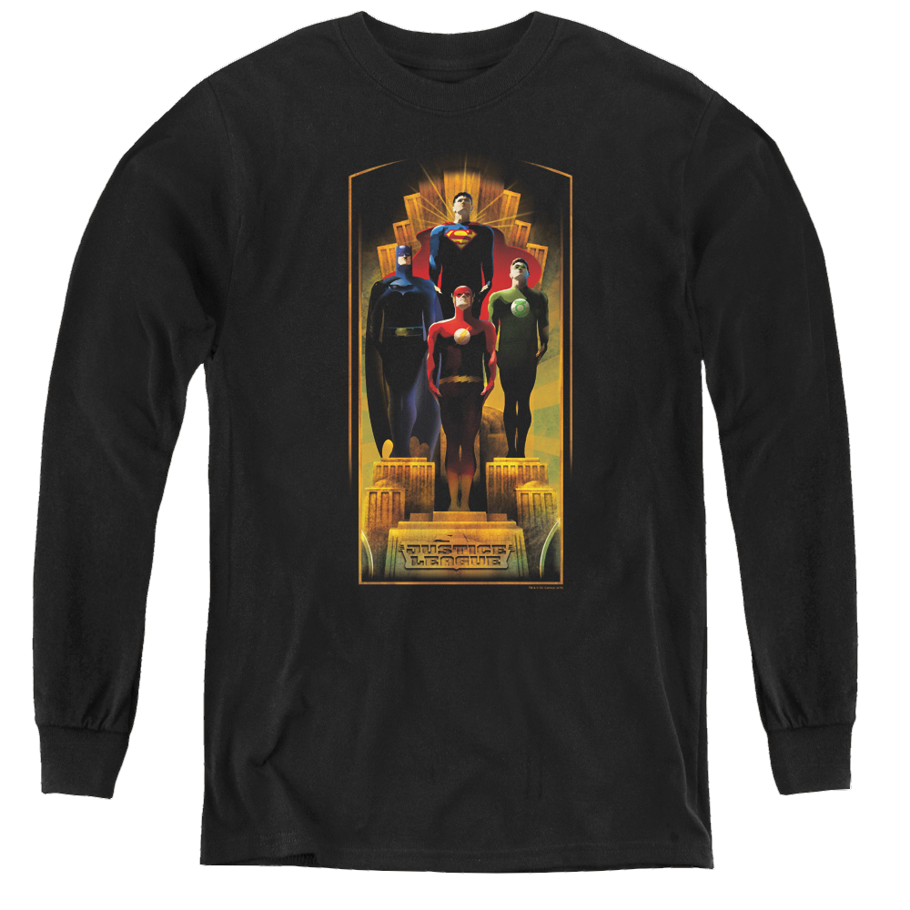 Justice League Deco - Youth Long Sleeve T-Shirt Youth Long Sleeve T-Shirt Justice League   