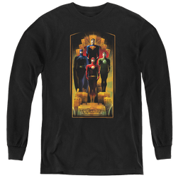 Justice League Deco - Youth Long Sleeve T-Shirt Youth Long Sleeve T-Shirt Justice League   