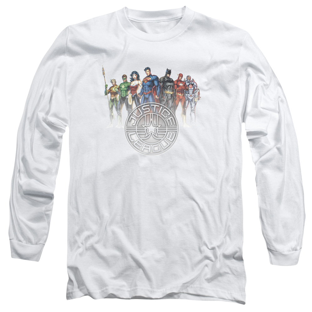 Justice League Circle Crest Men's Long Sleeve T-Shirt Men's Long Sleeve T-Shirt Justice League   